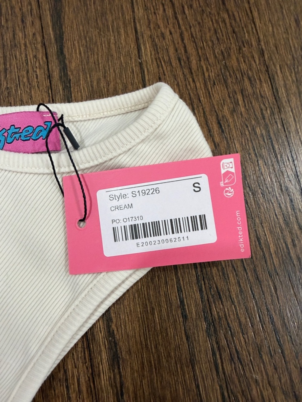 Edikted Cream Ribbed Tank Top - Picture 2 of 4